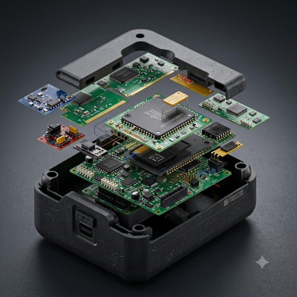 Close up of ARM Cortex STM32 development board connected to a digital logic analyzer